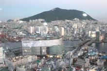 釜山タワーから見たロッテデパート